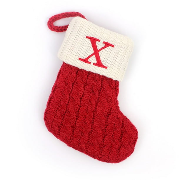 Christmas Socks Red Snowflake Alphabet Knitting Stocking Christmas Tree Pendant