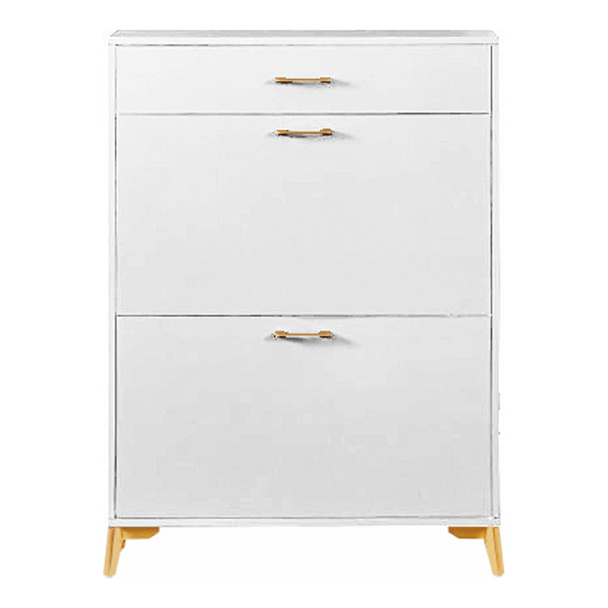 Kadyn 43.00"H Shoe Cabinet, Freestanding Shoe Rack Storage Organizer with Drawer, Entryway Shoe Storage Organizer, White Kadyn 43.00"H Shoe Cabinet, Freestanding Shoe Rack Storage Organizer with Drawer, Entryway Shoe Storage Organizer, White