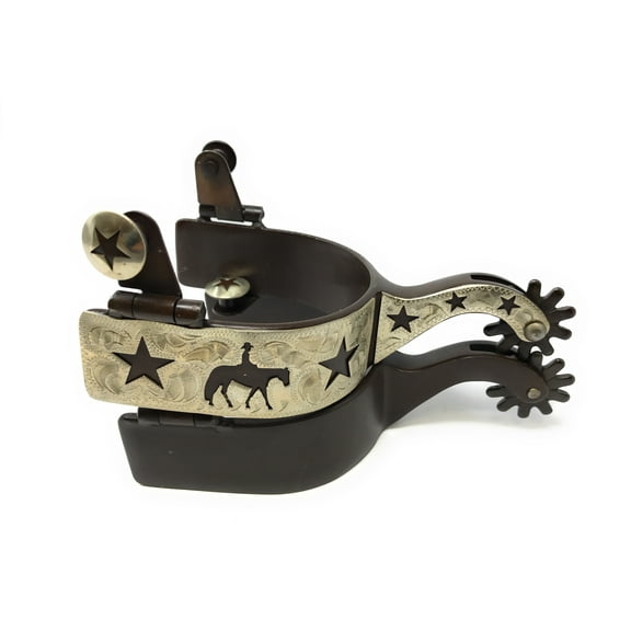 AJ Tack Men's Antique Brown Pleasure Horse and Stars Spurs