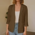 thumbnail image 3 of Bixock Women's Dress Blazer 3/4 Sleeve Suits Jackets Button Top Solid Color Loose Breathable Summer Casual Daily Blouse, 3 of 6