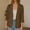Brown, variant on Women's 100%Cotton Blazer Jackets 3/4 Sleeve Casual Lightweight Notch Lapel Button Down Blazers with Pocket