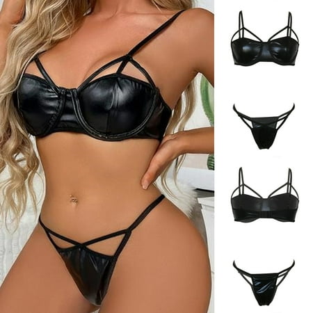 

Floleo Lingerie for Women Deals Sexy Women Lingerie Hollow Out Leather Temptation Babydoll Underwear Underpants Sleepwear Thong T-String Suit Valentines Day Gifts