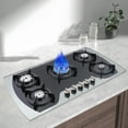 thumbnail image 4 of 35.4" Gas Cooktop Stove Top 5-Burner Tempered Glass Built-In LPG/NG Gas Cooker, 4 of 18