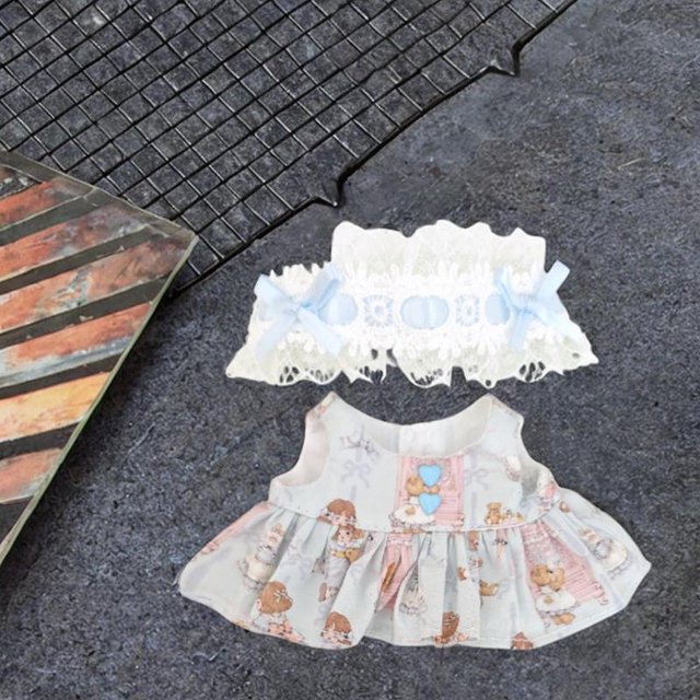 Vestido de muñeca para niñas de 17cm, educativo de dibujos animados para niños, regalo de cumpleaños, trajes de muñeca colgantes cómodos y elegantes, Azul