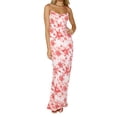 thumbnail image 1 of Biekopu Women Summer Sleeveless Dress， Summer Floral/ Plaid Bandage Spaghetti Strap Backless Long Dress for Cocktail Beach, S/M/L, 1 of 6