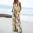 thumbnail image 2 of Dyegold Jumpsuits for Women Casual, Stretchy Jumpsuits for Women Ethnic Feather Print Summer Loose Casual Bib Long Pants Sleeveless ​Square Neck ​Rompers, 2 of 6