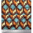 thumbnail image 1 of Soimoi Blue polyester Crepe Fabric Aztec Geometric Print Fabric by the Yard 52 Inch Wide, 1 of 3