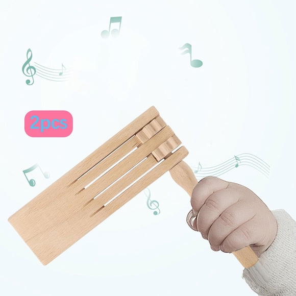 2 instrumentos de trinquete con caja de resonancia, juguetes prácticos, portátiles, artesanales, musicales, castañuelas de madera, juguetes para hacer