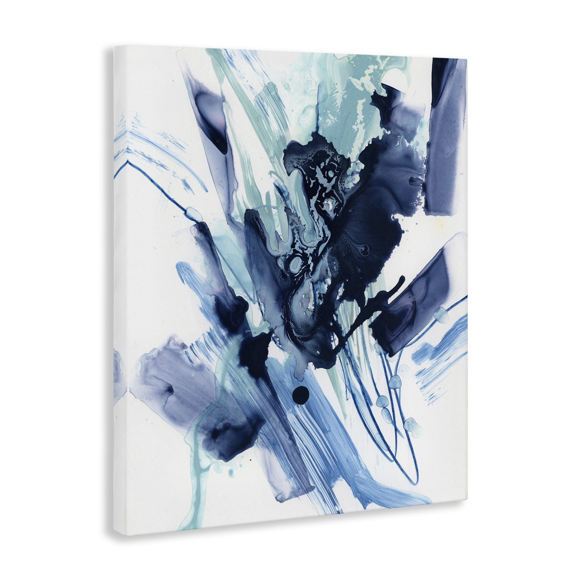 Stupell Industries Restless Blue Splash Abstract Painting Gallery Wrapped Canvas Art Print Wall Art, 16 x 20