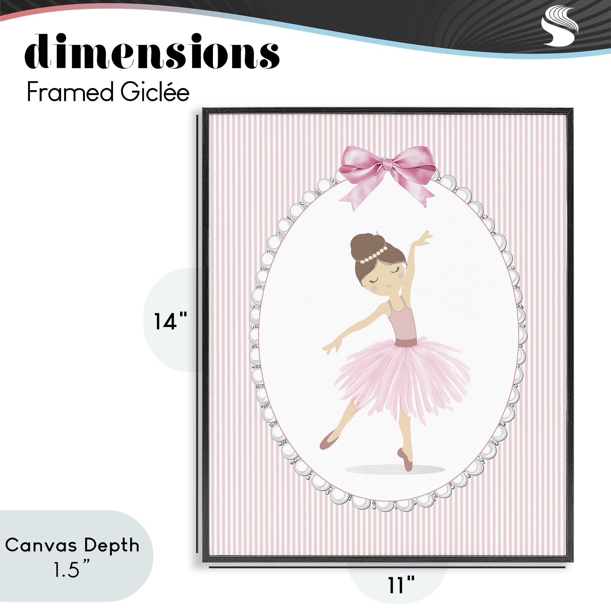 Stupell Industries Delicate Dance on Stripes Black Framed Giclee Art, design by Christine Simpson Art