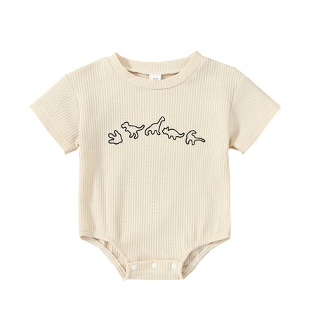 

Boys Girls Summer Short Sleeve Cartoon Dinosaur Prints Romper Bodysuit Baby Clothes