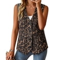 thumbnail image 6 of VISALY Sleeveless Button Down Vest for Women V Neck Loose Casual Waistcoat with Pockets Polka Dot Printed Layering Outerwear Loose Business Dressy Casual Work Office Waistcoat Blazer Vest Brown 3Xl, 6 of 7