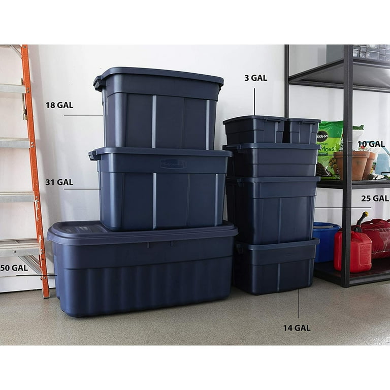 Rubbermaid Dark Indigo Metallic Roughneck Storage Box, 31 Gallon