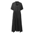 thumbnail image 4 of YUHAOTIN Womens Summer Dresses Women's Summer Dresses 2024 Casual Short Sleeve Button Loose Fit Pleated Boho Flowy Swing Long Beach Sun Dress Black Dresses for Women Sexy Long Sleeve Heart Print Dress, 4 of 5