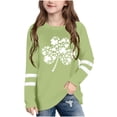 thumbnail image 2 of Kilaqueen St Patricks Day Kids Shirt Long Sleeve Crew Neck Shamrock Print Pullover Tops Casual Trendy Festival Vacation Tees 3-14Y, 2 of 5