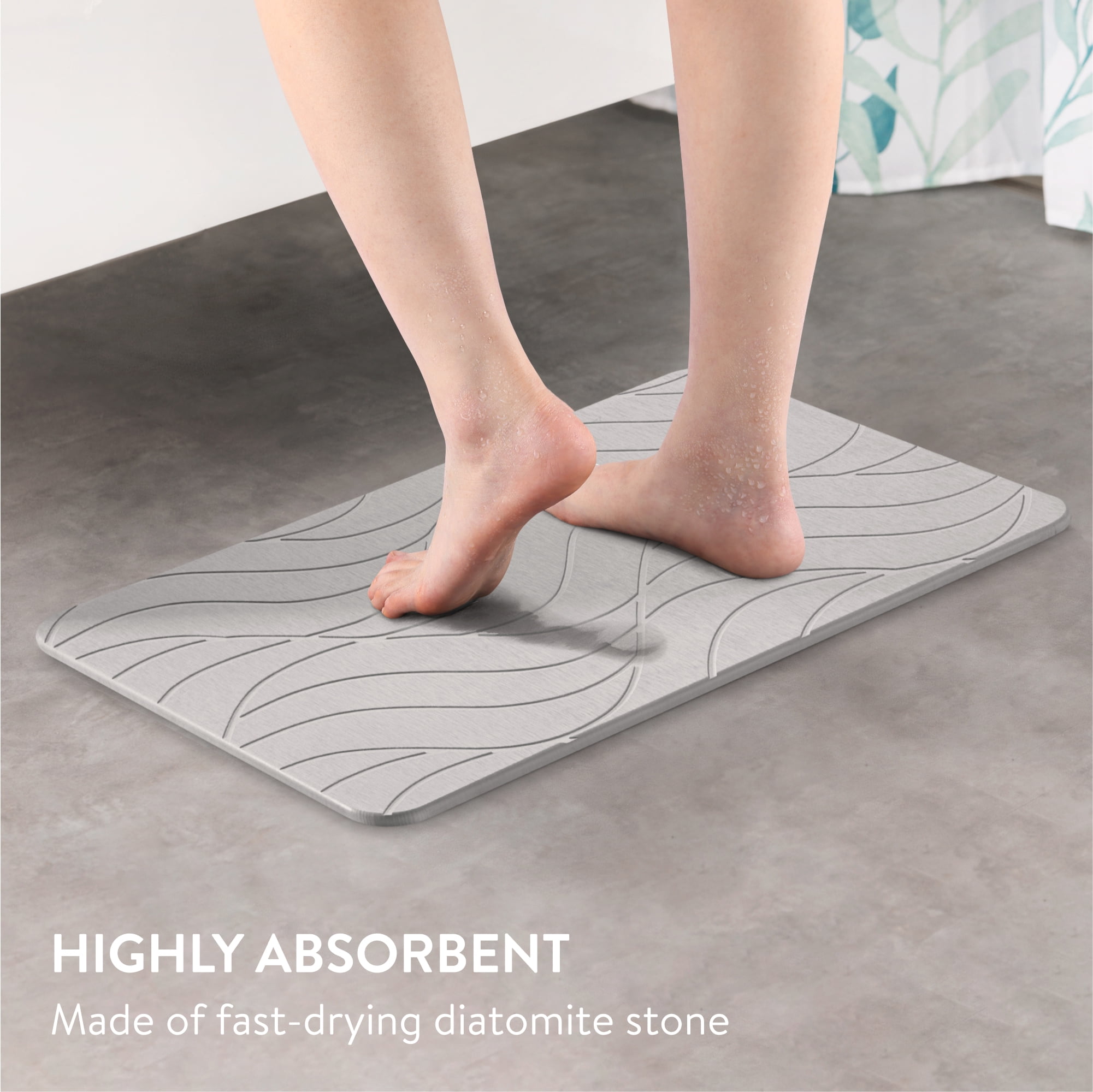 Navaris Diatomaceous Earth Bath Mat - Ivory Diatomite Stone Floor Mat For Bathroom And Shower At Home - Quick Dry, Non Slip, Absorbent 60 x 39 cm