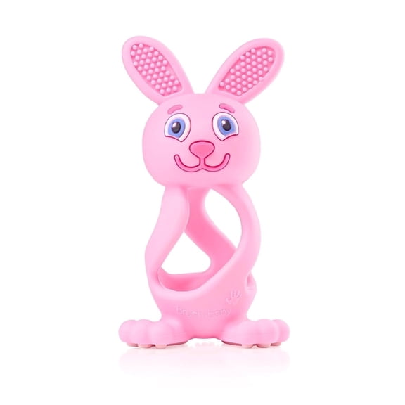 Bobbie Bunny Baby Teether Toy - Rose Pink | Twist & Bounce Tummy, Soft Silicone Teething Toy for Infants & Babies |  0-3 Years
