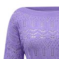 thumbnail image 5 of Gibobby Sueteres Para Mujeres Calientitos Elegantes Suéter de manga larga de punto hueco de color sólido sexy para mujer(Morado,G), 5 of 5