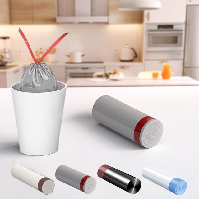 Bolsa de basura con cordón extra grueso | Revestimiento de plástico resistente y resistente a fugas 50x15cm | Blanco, Gris, Azul | Trabajo pesado, fácil de separar | Oficina polivalente, cocina
