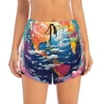 thumbnail image 2 of Rateoe Colorful Whimsical Earth Printed 2 in 1 Women's Workout Shorts for Athletic Gym Running Shorts with Phone Pockets-X-Large, 2 of 7