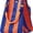 Orange&blue, variant on Mini Knit Tote Bag for Women, Vertical Stripe Block Color Fashion Large Capacity Bucket Bag with Small Handle for Vacation Beach Travel Weekend