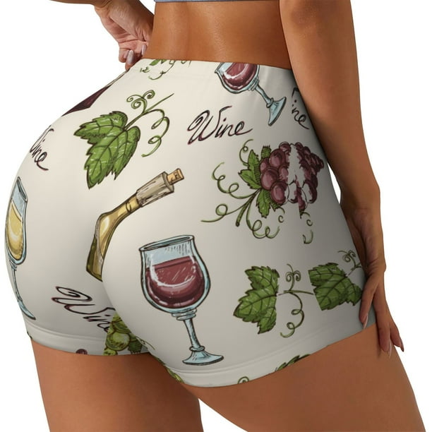Fotbe Grapes Bbottles Wine Shorts Sin Costuras – Shorts Deportivos de Cintura Alta para Mujer, Elásticos para Gimnasio, Yoga, Running o Ciclismo-Small