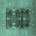 thumbnail image 1 of Ahgly Company Indoor Square Oriental Turquoise Blue Industrial Area Rugs, 7' Square, 1 of 4