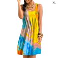 thumbnail image 1 of Vestido corto con estampado tie-dye Vestido plisado sin mangas, azul amarillo, XL sidaley AP002087-20, 1 of 7