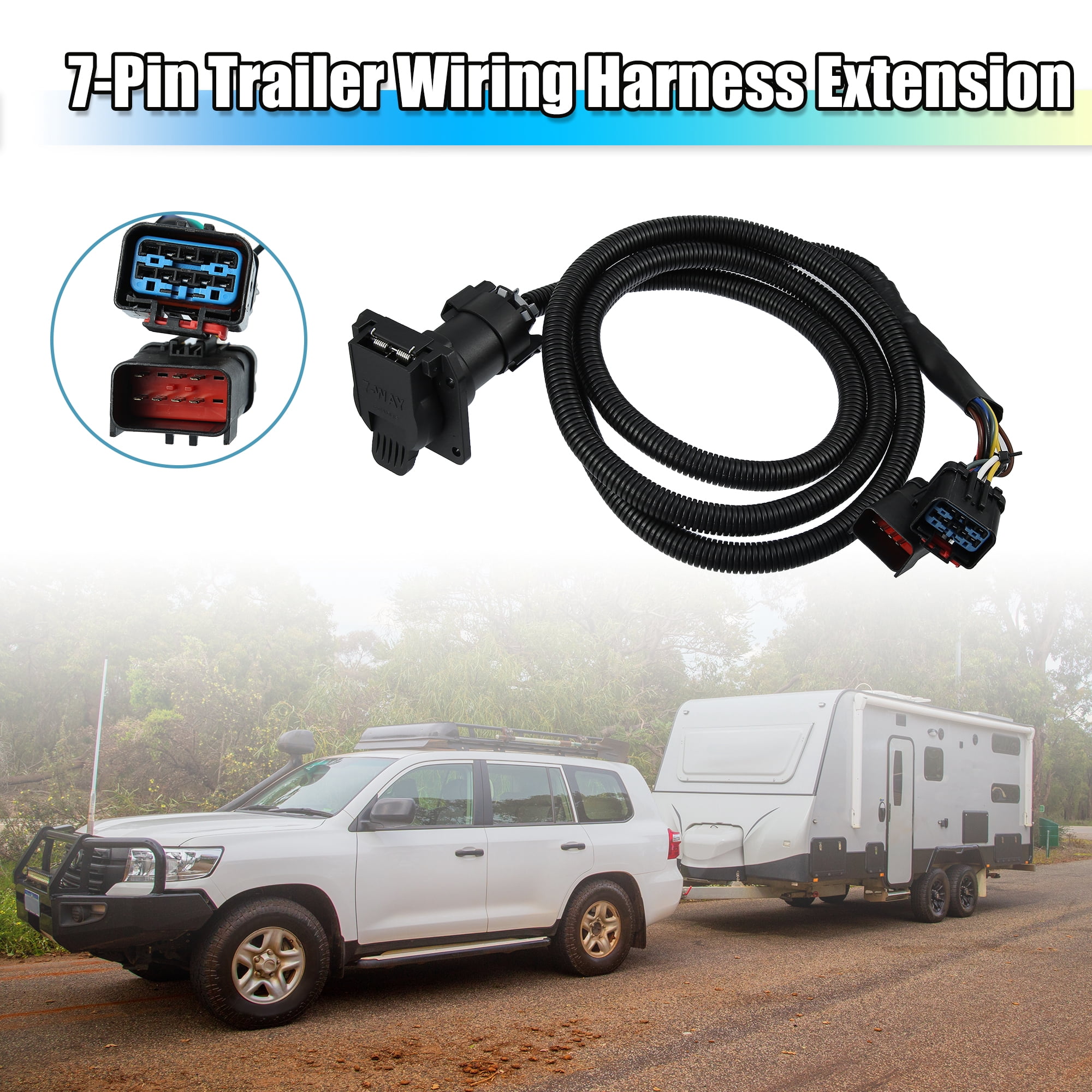 Unique Bargains 7 Foot 7 Pin Trailer Wiring Harness Extension Connector