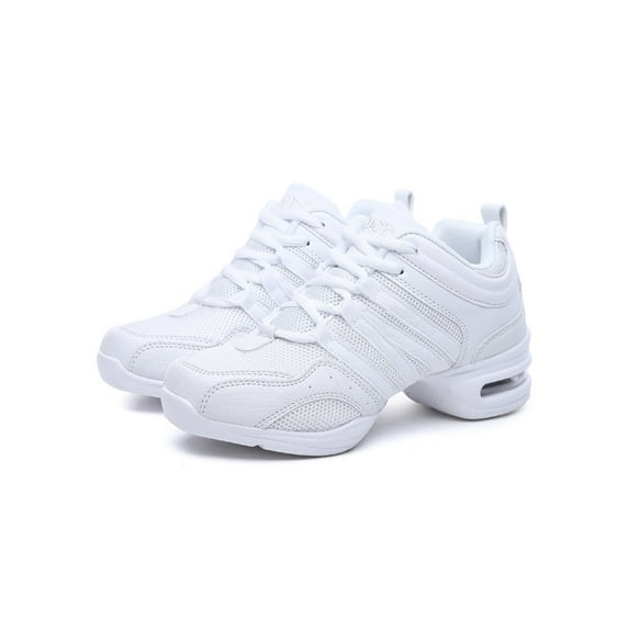 Crocowalk Girls Casual Thick Soled Walking Dance Shoes Practice Comfortable Cushioned Dancing Sneakers Non-Slip Platform Jazz Shoe White 8