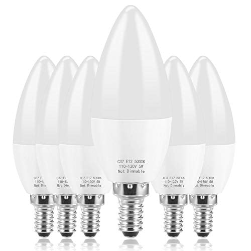 E12 LED Bulb Candelabra LED Bulbs Daylight White 5000K Ceiling Fan