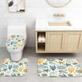 thumbnail image 4 of 4 Pcs Sea Bathroom Shower Curtain Sets with Rugs, Corals Starfish Bathroom Sets with Shower Curtain and Rugs, Blue White Bathroom Decor Sets with Mats and Towels, 4 of 7