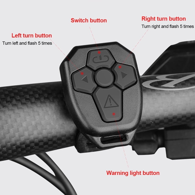 yingyy Turn Signal Light 100lm Remote Control Bicycle Taillight IPX4 Waterproof Rechargeable Bike Warning Light, Red