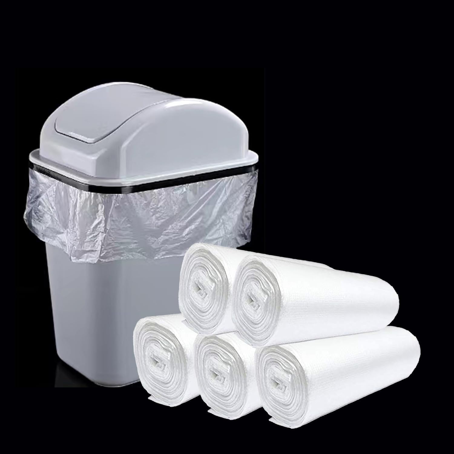 Kitchen Trash Bags, Disposable Garbage Bags 5 Rolls/250PCS, Trash Bags for Home/Office/Kitchen/Bathroom, Small Trash Bags, Clear,17"(L) * 17"(W)