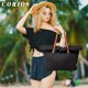 thumbnail image 2 of LHSHID Tote Bag for Women Cute Canvas Shoulder Bag Summer Vibe Beach Bag Casual Handbag Bohemian Hobo Bag with Tassels, 2 of 6