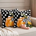thumbnail image 2 of Orange Pumpkin Outdoor Waterproof Pillow Covers, Fall Thanksgiving Black White Polka Dot Decorative Square Throw Pillowcase Sofa Cushion Sham for Patio/Couch/Chair, 16"x16" 2 Pack, 2 of 8