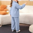 thumbnail image 7 of Girls 2 Piece Set Sherpa Lined Sweatsuits Sweatshirts and Sweatpants Sets Outfits Fall Tracksuit Outfits for Kids Age 2-14 (3 Years, Blue), 7 of 7