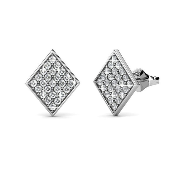 Cate & Chloe Lennon 18k White Gold Plated Stud Earrings with Pave Swarovski Crystals Gift for Women