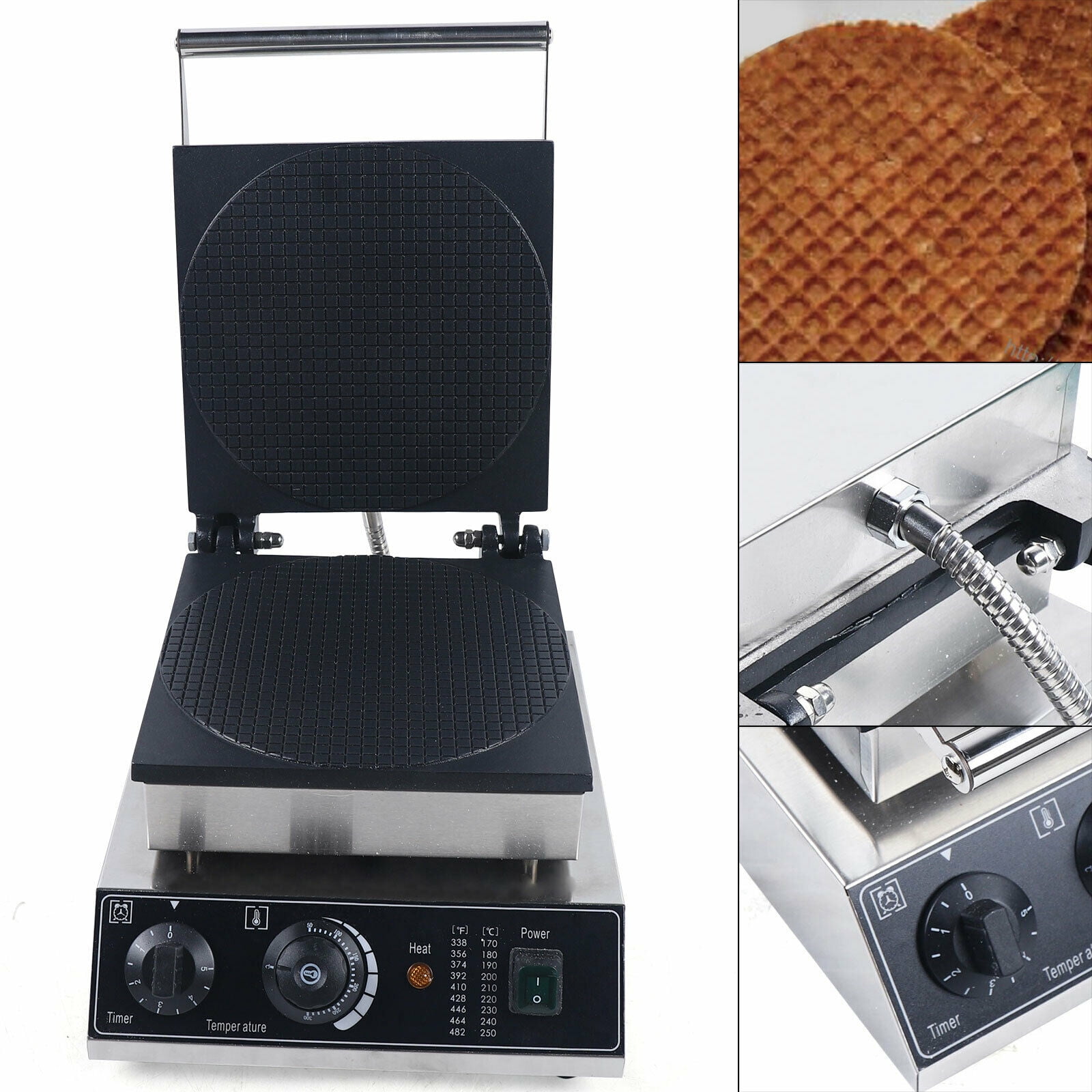Commercial Ice Cream Cone Maker,Waffle Maker Machine,Electric Waffle Cone Maker.Stainless Steel Breakfast Baker Machine with Temperature and Time Control for Restaurant or Home