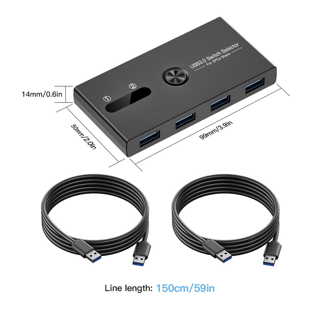 USB 3.0 Switch 2 in 4 Out KVM Docking Station Printer Sharing Device Monitor Adapter KVM Converter