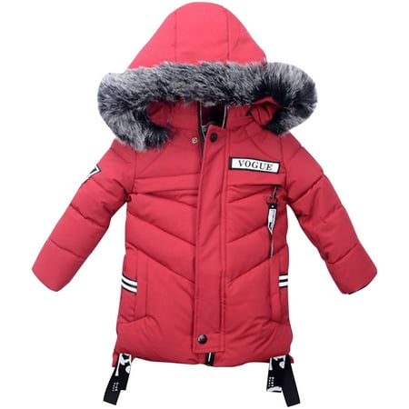 

DNDKILG Toddler Child Boy Girl s Fall Winter Hooded Jackets Infant Baby Long Sleeve Zip Up Faux Fur Coat Thicken Outerwear Red 18M-5Y