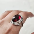 thumbnail image 4 of Natural Checker Garnet Ring, Women's Garnet Ring, January Birthstone, Bohemian Band, 925 Sterling Silver, Womens Ring, Christmas, Thanksgiving, Handmade, Statement Jewelry, Natural Gemstone Ring, 4 of 7