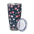 thumbnail image 2 of Cauagu Cherry Blossoms Pattern 20oz Tumbler,Stainless Steel Vacuum Insulated Tumbler with Lid Insulated Coffee Mug Thermal Cup with Splash Proof Sliding Lid-Straw Two-piece Set, 2 of 8