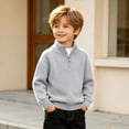 thumbnail image 4 of Qiyinn Boys' Fashion Solid Color Knitted Half Zipper Shoulder Insert Long Sleeve Sweater Half High Collar Top | Kids Boys Girls Casual Top Daily Wear School Comfortable Outfit, 4 of 8
