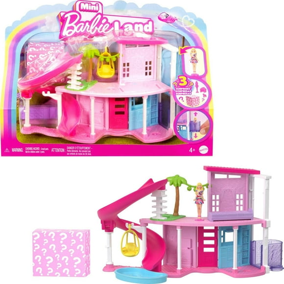 ​Barbie Mini BarbieLand Doll House Sets, Mini Dreamhouse with Surprise 1.5-inch Barbie Doll, Furniture & Accessories, Plus Elevator & Pool (Styles May Vary)
