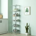 thumbnail image 2 of CAIHONG 6 Wire Standing Shelf Units with Hook Shelving Steel Storage Rack Adjustable Unit Shelves for Laundry Bathroom Kitchen Pantry Closet 13.39"L x 13.39"W x 63”H, Silver Gray, 2 of 7