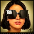 thumbnail image 2 of Womens Bat Wing Shape Plastic Oversized Rectangle Fashion Sunglasses Grey - Smoke, 2 of 8