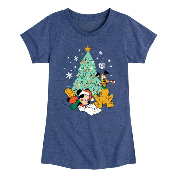 Disney - Mickey And Pluto Xmas Tree - Toddler & Youth Girls Short Sleeve Graphic T-Shirt