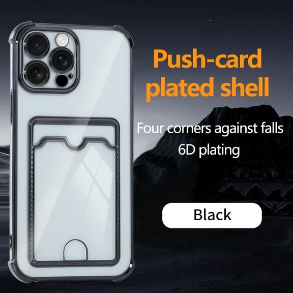 Designed for iPhone 13 Mini Wallet Phone Case,Luxury Electroplated Bumper Design,With Card Slots,Shockproof Anti-Scratch Protective,Thin Slim Transparent Anti-fall Phone Case,Black