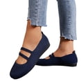 thumbnail image 2 of YOUYEDIAN Mary Jane Shoes Women Comfortable Slip on Non Slip Ballet Flats Shoes Spring Business Wide Closed Toe Low Heels Walking Shoes (Navy), 2 of 5